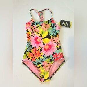 Art Class Kids Floral One Piece - Pink, Yellow, and Green